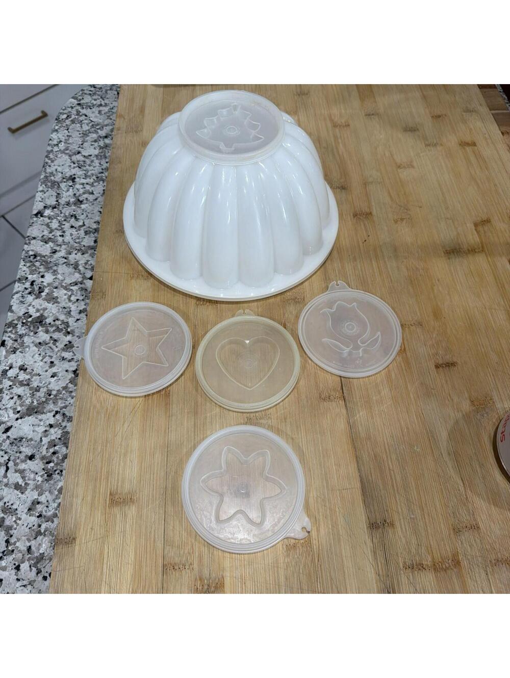 VTG Tupperware 7 Piece Jello Mold 616 631 620 632 633 229 733 W/ Lid Made USA *